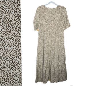 Women's Prettygarden Leopard Print V-Neck Tiered Maxi Dress, XL